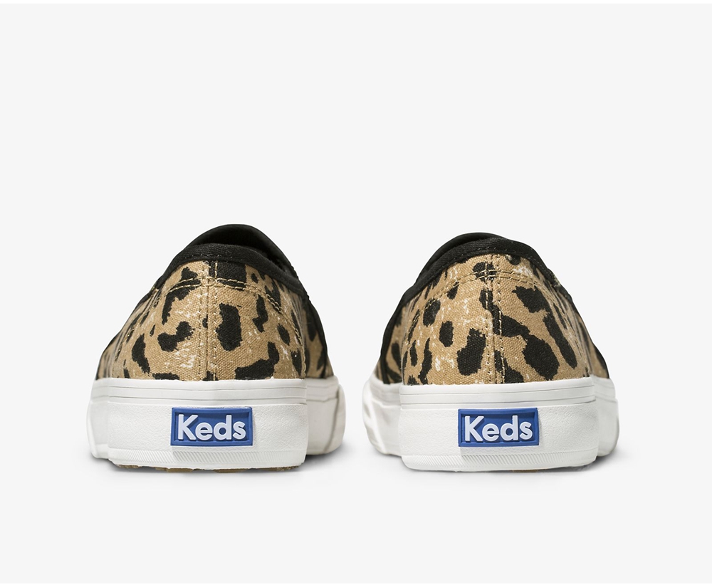 Keds Slip Ons Damen Braun - Double Decker Leopard - ZRD-316754